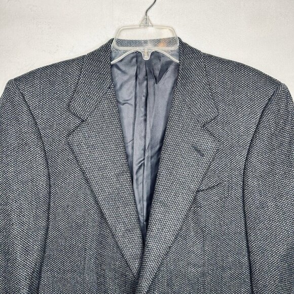 Ermenegildo Zegna Mens Jacket Wool & Cashmere 46R Blue Geometric Designer Italy - Picture 2 of 9